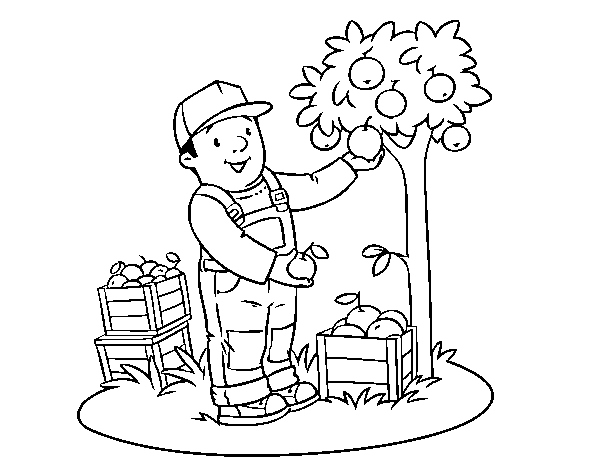 A farmer coloring page