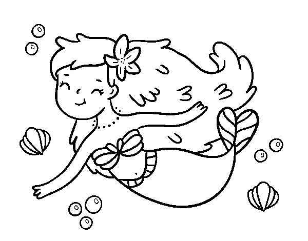 A Happy Mermaid coloring page