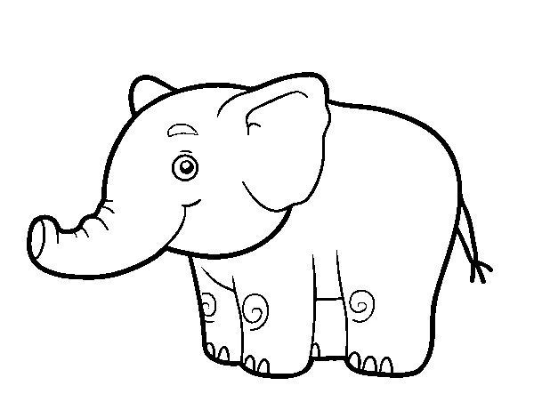 A little elephant coloring page