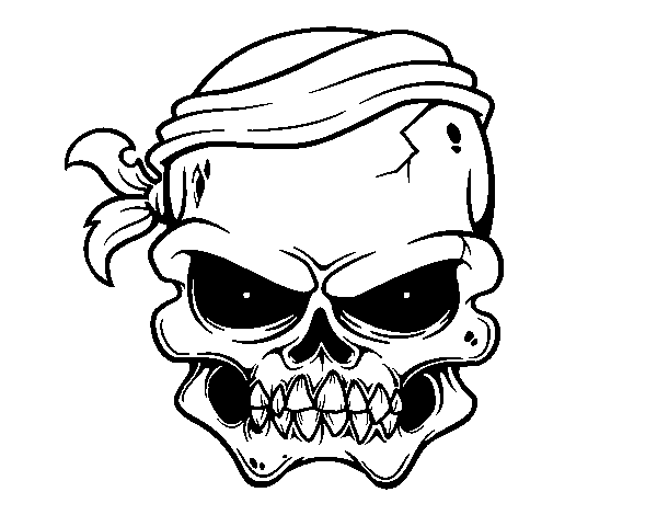 A pirate skull coloring page