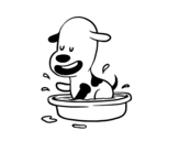 Dibujo de A puppy in the bathtub