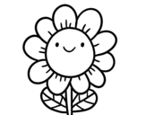 A smiling flower coloring page