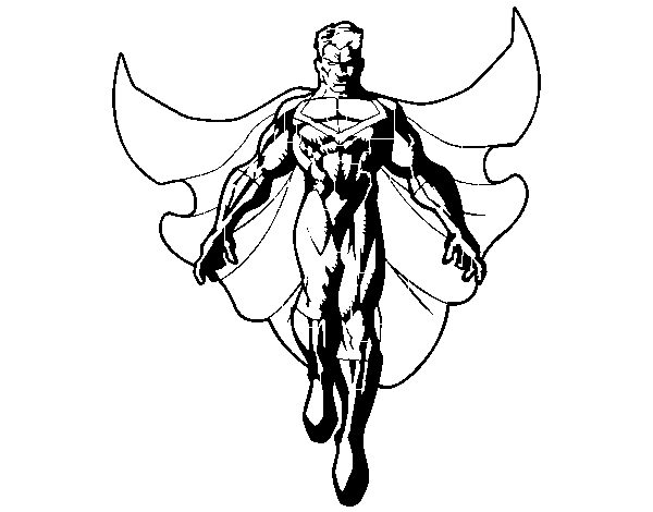 A Superhero flying coloring page