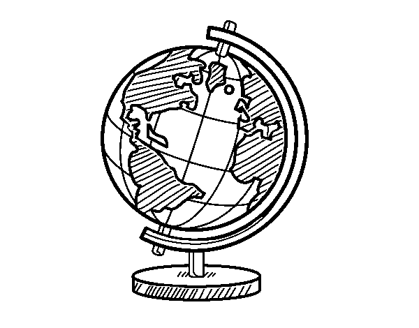 A terrestrial globe coloring page