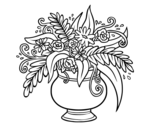 A vase with flowers coloring page