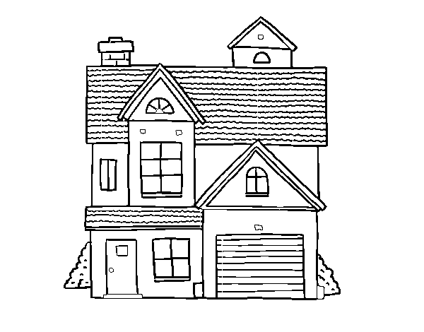 American family house coloring page