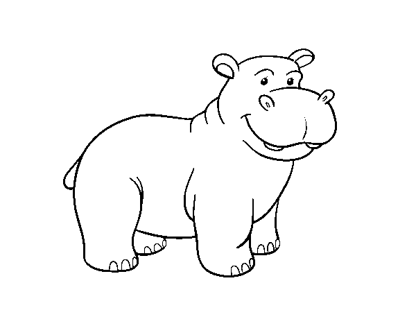 An African hippo coloring page