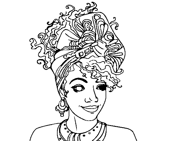 An African woman coloring page