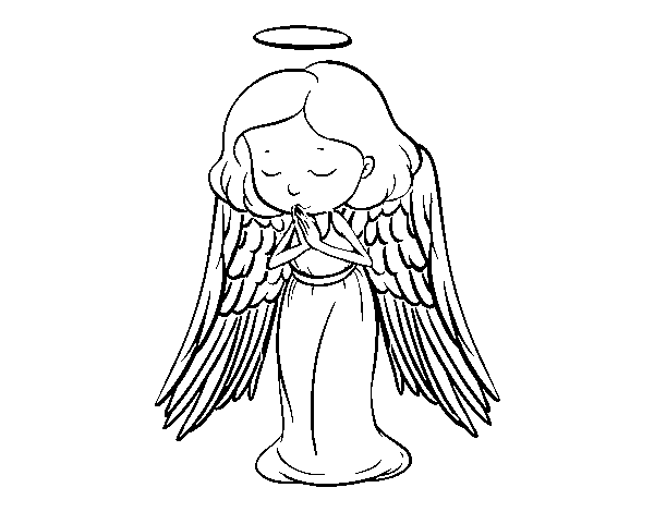 An angel praying coloring page
