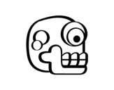 An Aztec skull coloring page