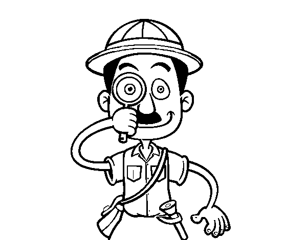 An explorer coloring page