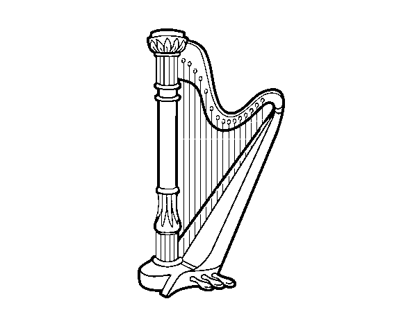 An harp coloring page