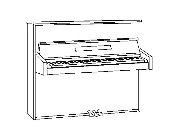 An upright piano coloring page