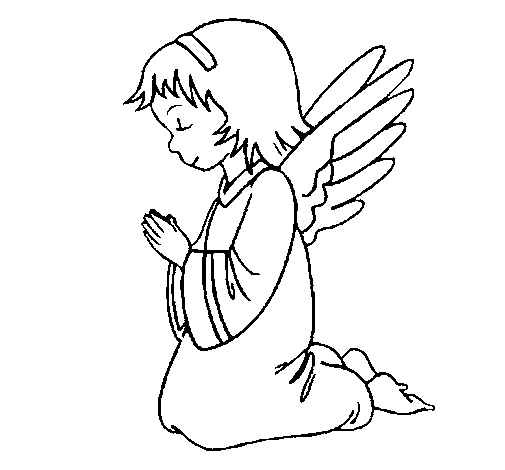 Angel praying coloring page