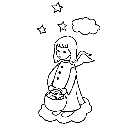 Angel with basket coloring page
