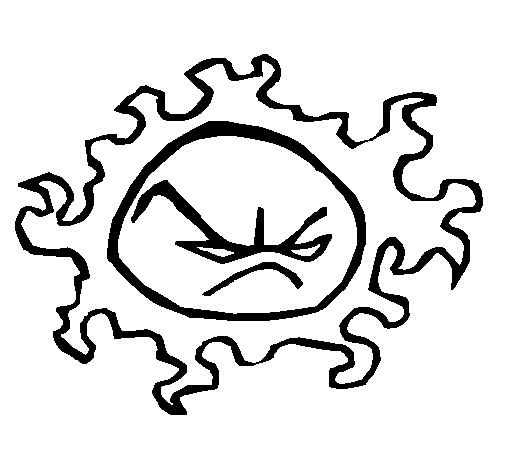 Angry sun coloring page