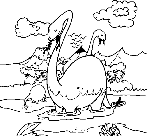 Apatosaurus in water coloring page