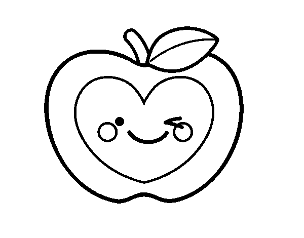 Apple heart coloring page