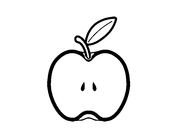 Apple in half coloring page