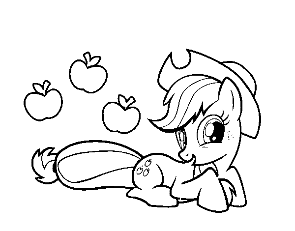 Applejack and her apples coloring page