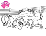 Applejack and Winona coloring page