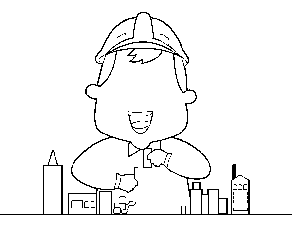 Architect with maquette coloring page