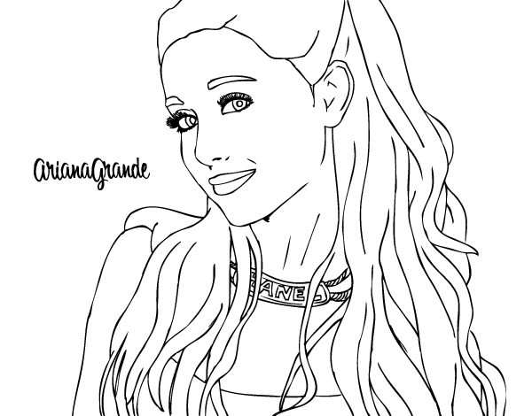 Ariana Grande with necklace coloring page - Coloringcrew.com