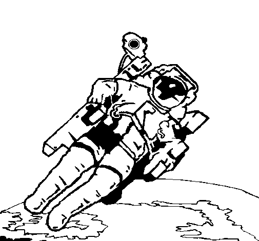 Astronaut in space coloring page