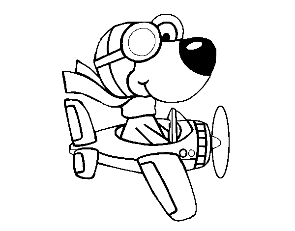 Aviator dog coloring page
