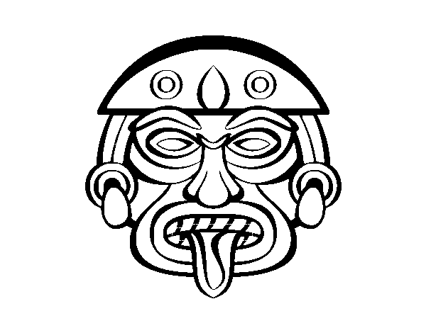 Aztec mask coloring page