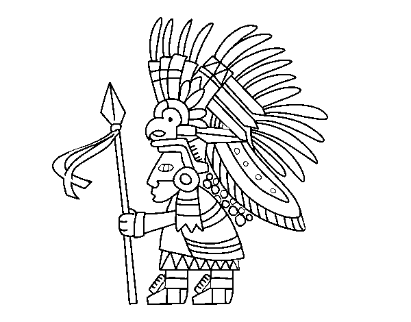 Aztec warrior coloring page