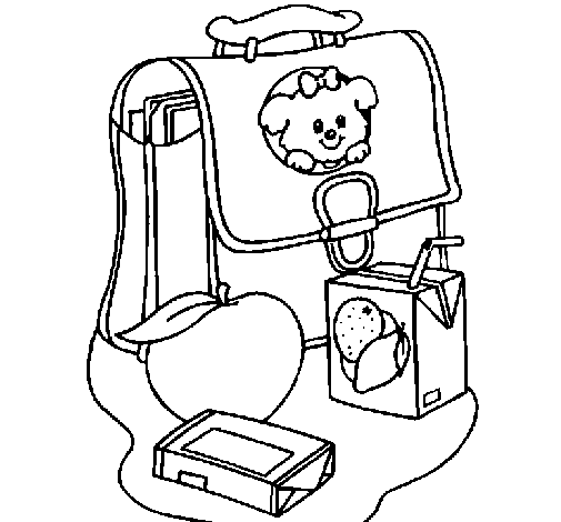 Backpack and breakfast coloring page
