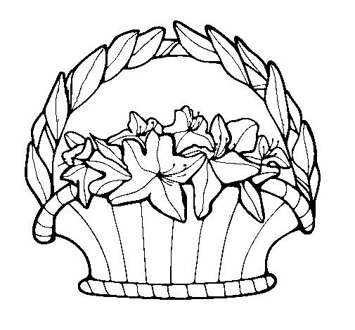 Basket of flowers 4 coloring page