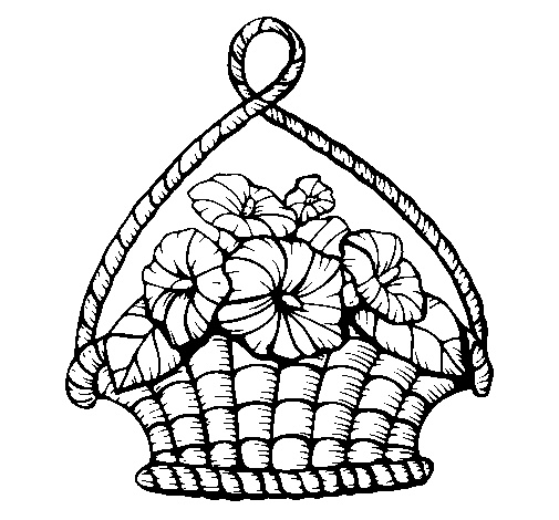 Basket of flowers coloring page