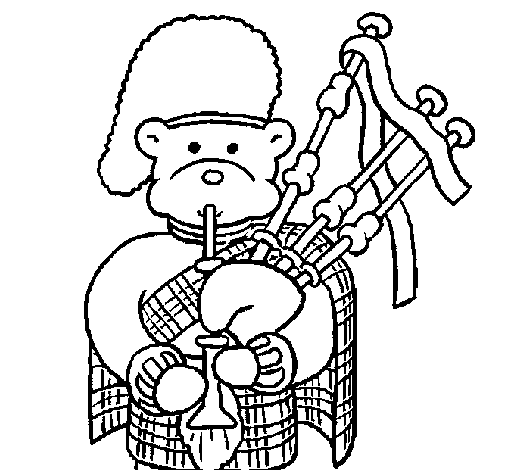 Bear bagpiper  coloring page
