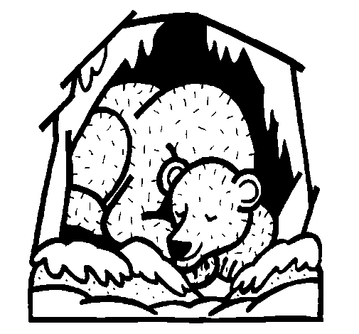 Bear hibernating coloring page