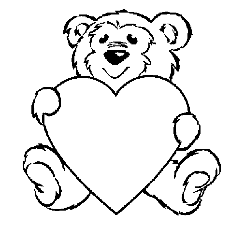 Bear in love coloring page