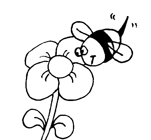 Bee and flower coloring page