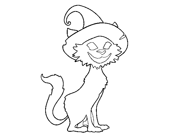 Bewitched cat coloring page