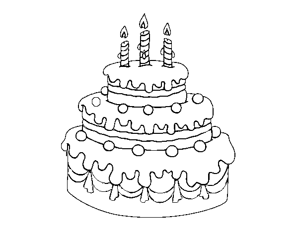 Birthday fruit tart coloring page