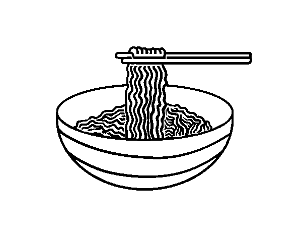 Bowl of noodles coloring page