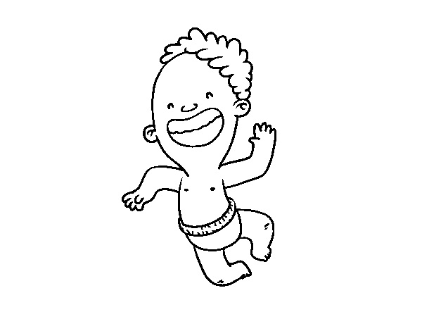 Boy doing a jump coloring page