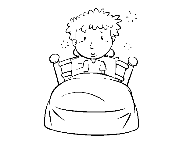 Boy in bed coloring page