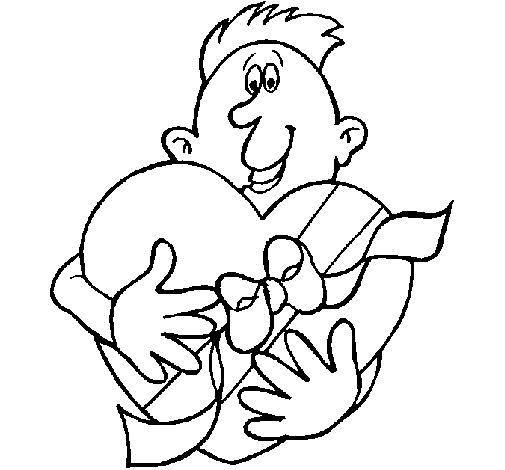 Boy in love coloring page