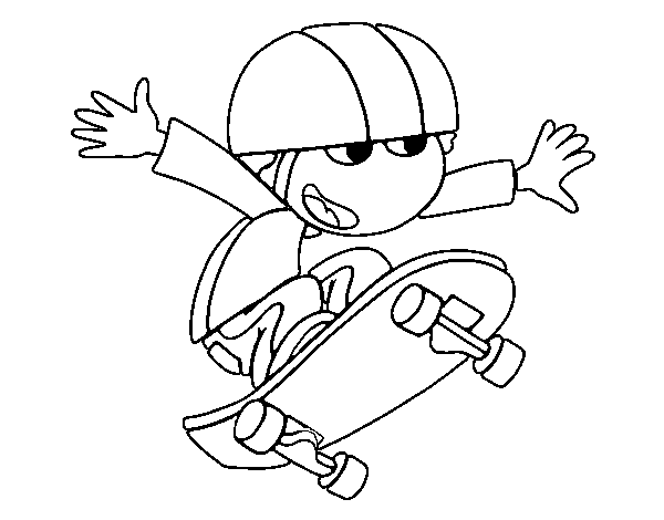Boy in skateboard coloring page