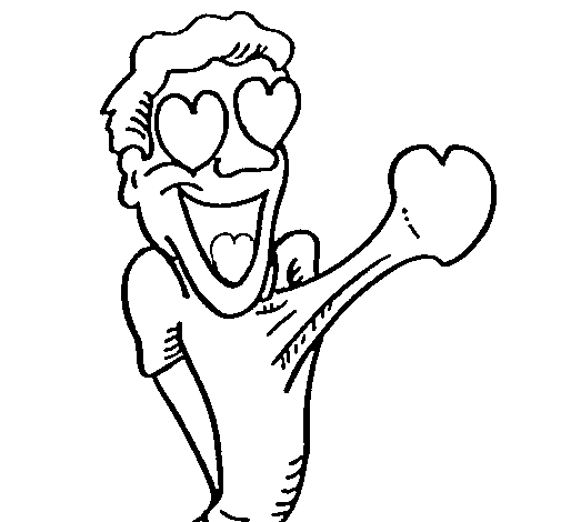 Boy madly in love coloring page