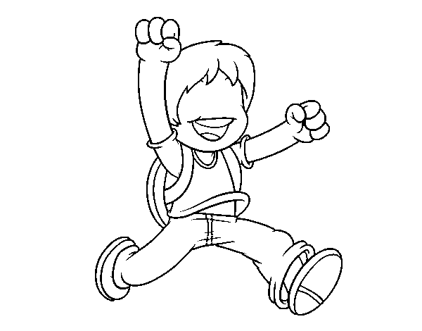 Boy with bag coloring page