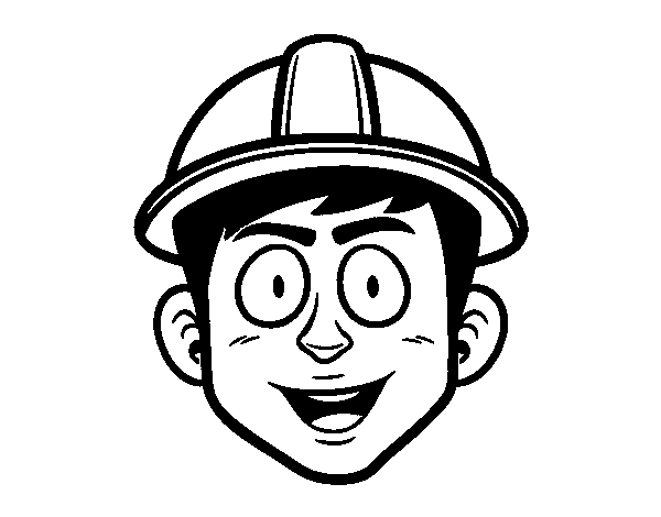Boy with helmet coloring page