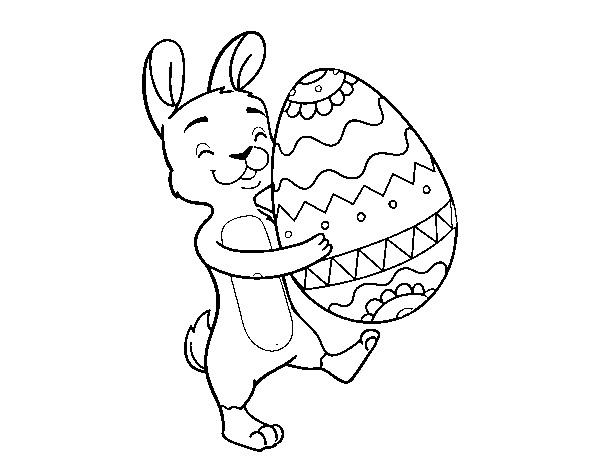Bunny with huge Easter egg coloring page