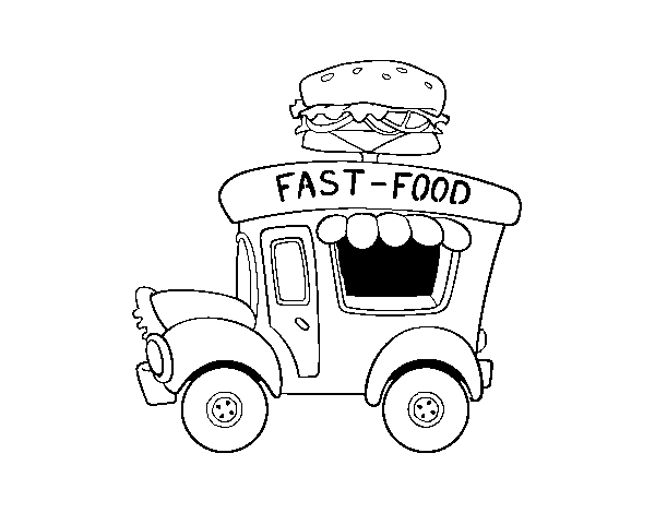 Burger food truck coloring page